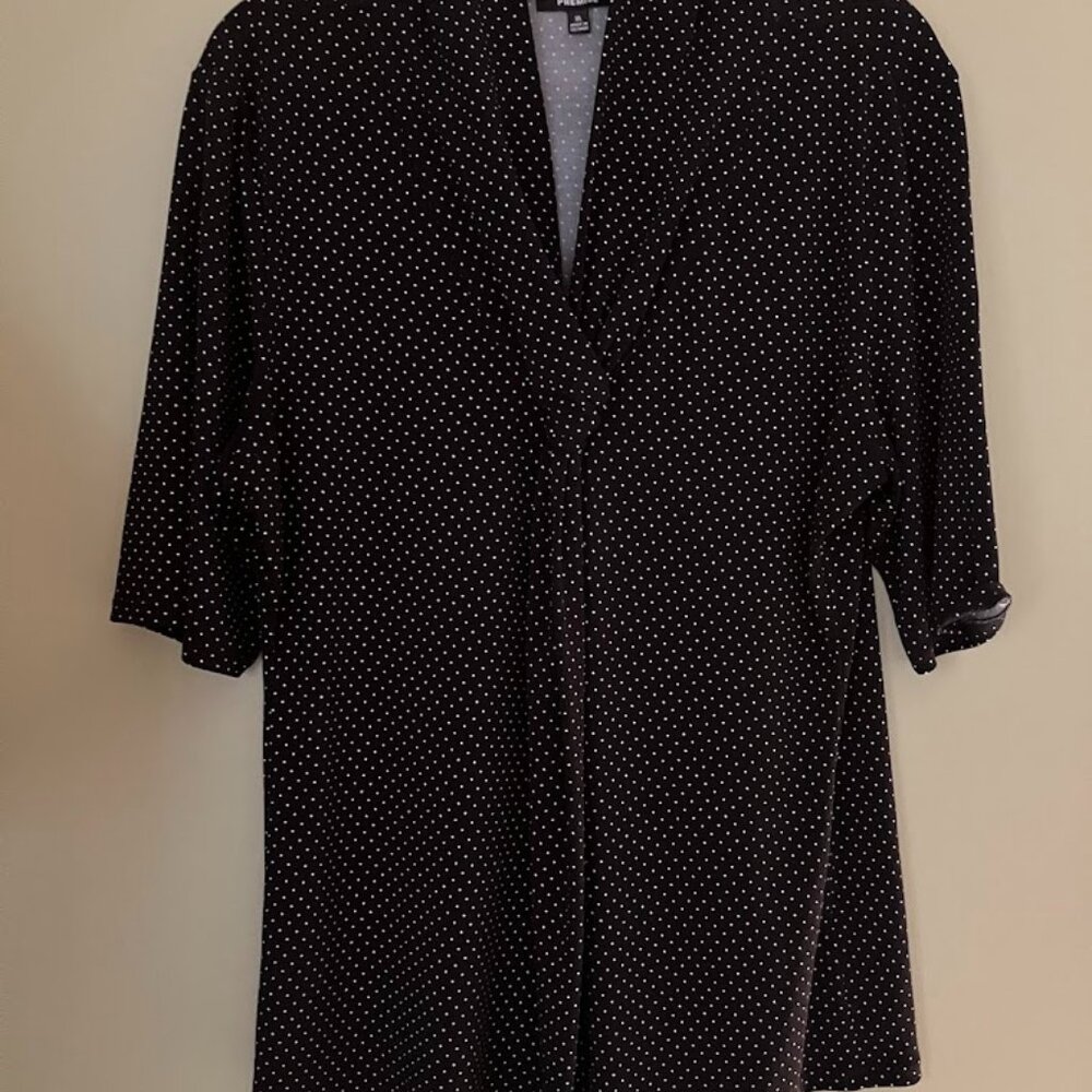 Premise XL Black with white polka dots pull-over blouse
